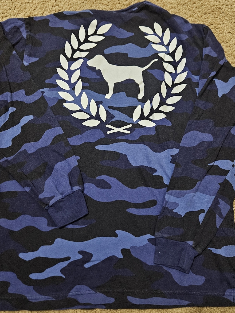PINK Victoria's Secret Oversized Camo Dog Logo Long Sleeved Tee